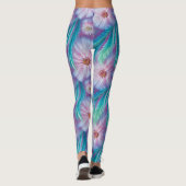 Schönes Feathers und Blume Muster Leggings (Rückseite)