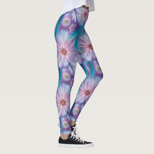 Schönes Feathers und Blume Muster Leggings (Rechts)