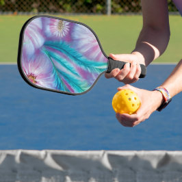 Schönes Feathers und Blume Muster Pickleball Schläger