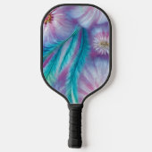 Schönes Feathers und Blume Muster Pickleball Schläger (Rückseite)