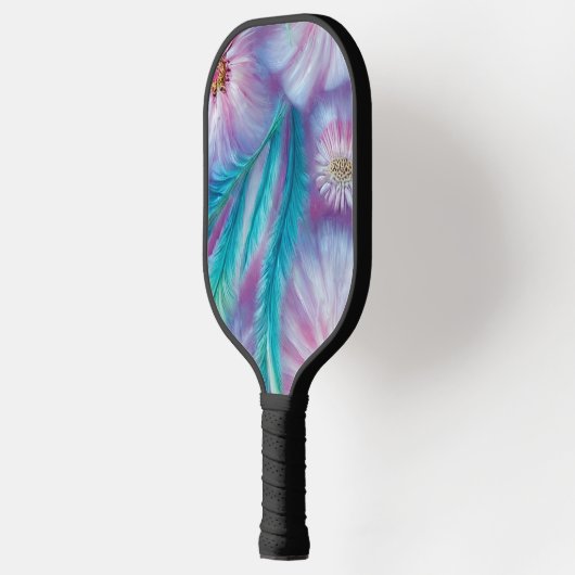 Schönes Feathers und Blume Muster Pickleball Schläger (Links)