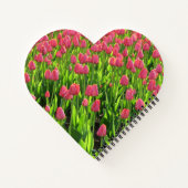 Schönes Feld mit rosa Tulpen Notizblock (Rückseite)