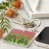 Schönes Feld mit rosa Tulpen Schlüsselanhänger (Vorderseite rechts)