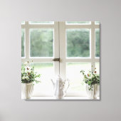 Schönes Fenster zu den Vasen Außenbereich & Blume Leinwanddruck (Vorderseite)