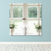 Schönes Fenster zu den Vasen Außenbereich & Blume Leinwanddruck (Insitu (Holzboden))