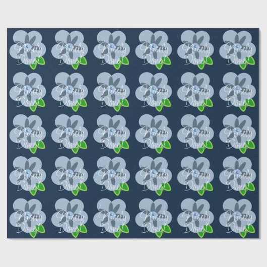 Schönes Fertiges Blue Blume Wrapping Paper Geschenkpapier (Flach)