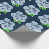 Schönes Fertiges Blue Blume Wrapping Paper Geschenkpapier (Ecke)