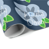 Schönes Fertiges Blue Blume Wrapping Paper Geschenkpapier (Rolleneckpunkt)