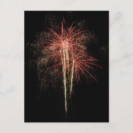 Schönes Feuerwerk auf schwarzem Himmelshintergrund Postkarte (Vorderseite)