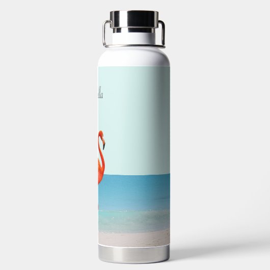 Schönes Flamingo am Strand Trinkflasche (Rückseite)