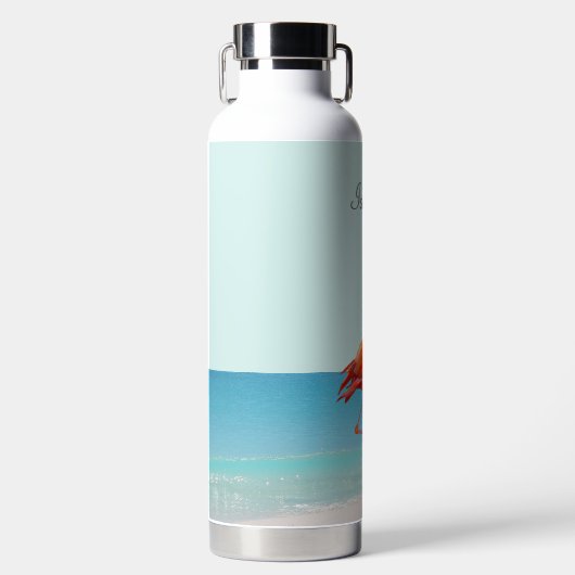 Schönes Flamingo am Strand Trinkflasche (Vorderseite)