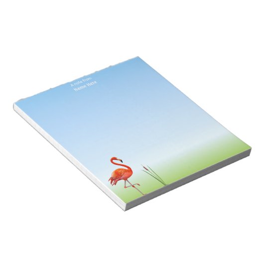 Schönes Flamingo auf Light Blue Notizblock (angewinkelt)