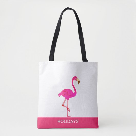 Schönes Flamingo auf Rosa und Weiß Tasche (Vorderseite)