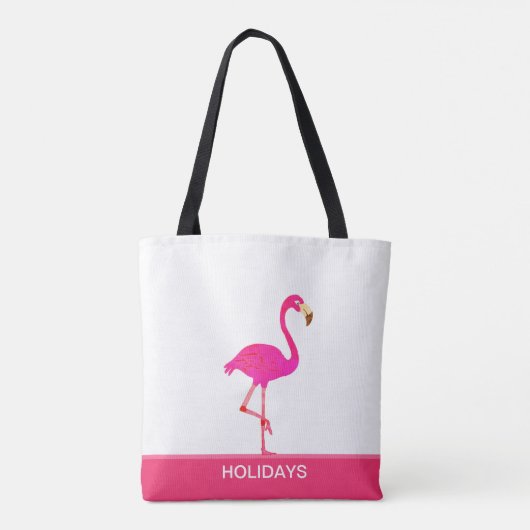 Schönes Flamingo auf Rosa und Weiß Tasche (Rückseite)