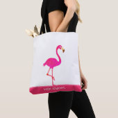 Schönes Flamingo auf Rosa und Weiß Tasche (Von Nahem)