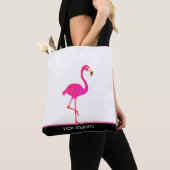Schönes Flamingo auf Schwarz und Weiß Tasche (Von Nahem)