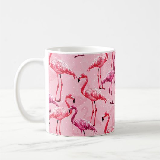 Schönes Flamingo Bird Pink Nahtloses Muster illu Kaffeetasse (Links)