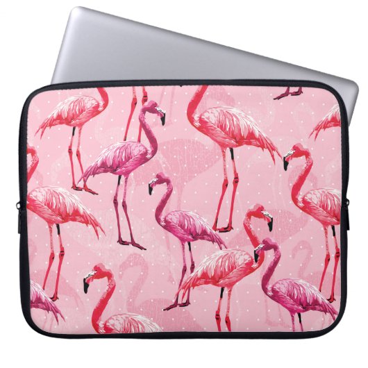 Schönes Flamingo Bird Pink Nahtloses Muster illu Laptopschutzhülle (Vorderseite)