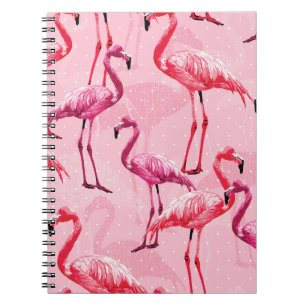 Schönes Flamingo Bird Pink Nahtloses Muster illu Notizblock