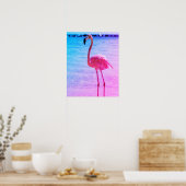 Schönes Flamingo im Wasser am Strand Poster (Küche)