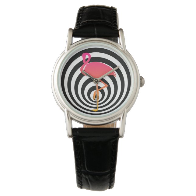 Schönes Flamingo in Kreisen Armbanduhr (Vorderseite)
