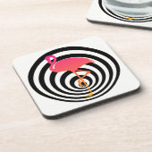 Schönes Flamingo in Kreisen Getränkeuntersetzer (Linke Seite)