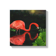 Schönes Flamingo in Pond Wrapped Canvas