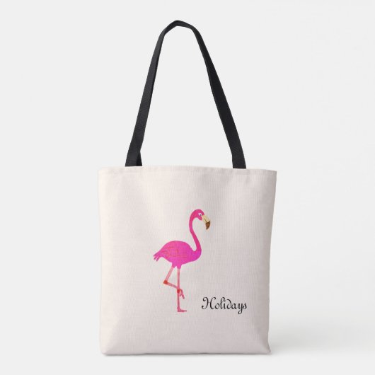Schönes Flamingo & Kalligraphie auf Ivory Tasche (Rückseite)