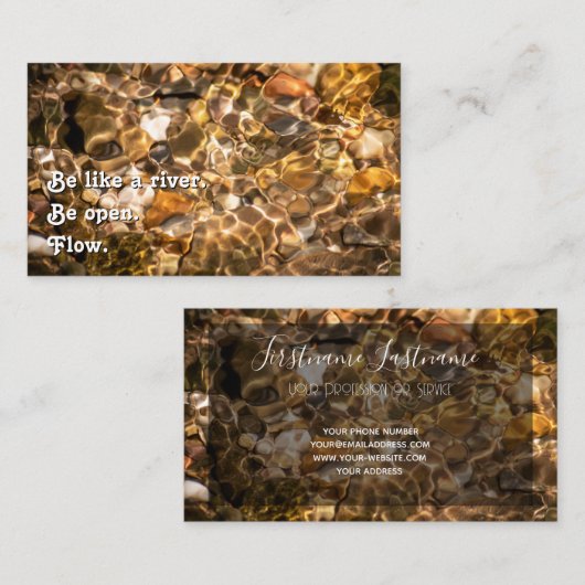 Schönes fließendes Wasser mit motivierend Zitat Visitenkarte (Vorne/Hinten)