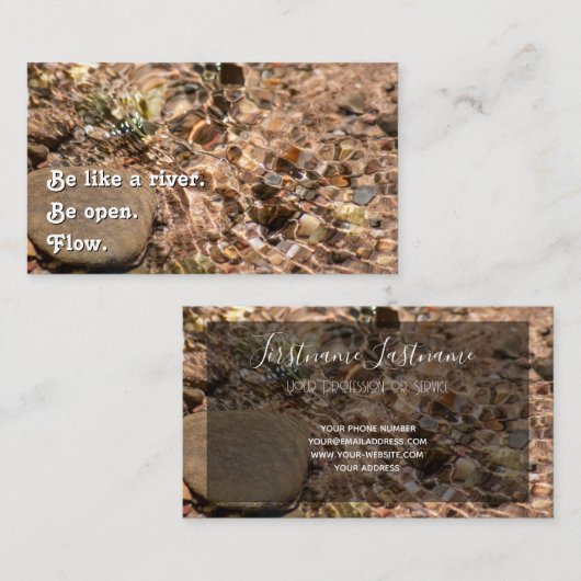 Schönes fließendes Wasser mit motivierend Zitat Visitenkarte (Vorne/Hinten)