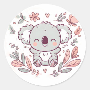 Schönes, florales Koala Design für Tierfreunde Runder Aufkleber