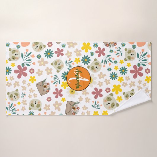 Schönes florales Monogramm mädchenweißlich Badehandtuch (Badehandtuch)