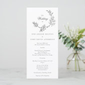 Schönes florales Monogramm-Skizze-Hochzeitsprogram Programm (Stehend Vorderseite)