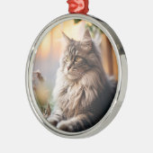 Schönes Fluffy Cat Ornament Aus Metall (Links)