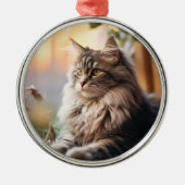 Schönes Fluffy Cat Ornament Aus Metall (Vorne)