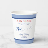 Schönes Flugzeug, wie die Zeit zum ersten Geburtst Pappbecher (Rückseite)