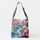 Schönes Flusstal Morning Landschaft Tragetaschen Mit Langen Trägern (Rückseite)