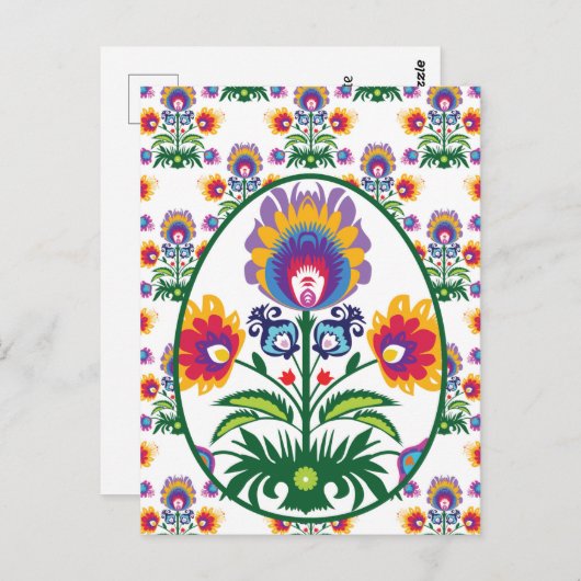 🐥 Schönes Folklore Farbenfrohe Pysanka Ostereier Postkarte (Vorne/Hinten)