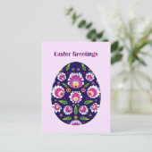 Schönes Folklore Lila Pysanka Ostereier Postkarte (Stehend Vorderseite)