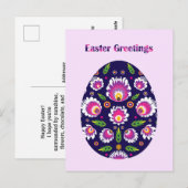 Schönes Folklore Lila Pysanka Ostereier Postkarte (Vorne/Hinten)