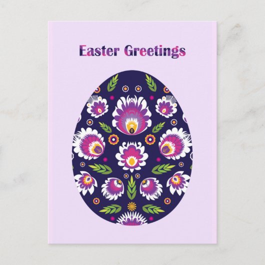 Schönes Folklore Lila Pysanka Ostereier Postkarte (Vorderseite)