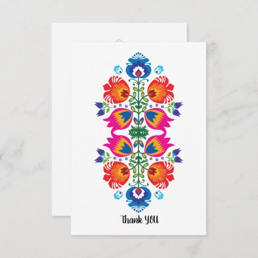 Schönes Folklore Rosa, Rot und Blau Danke (Vorne/Hinten)