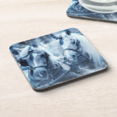 Schönes Foto für Pferde im Winter Getränkeuntersetzer (Linke Seite)