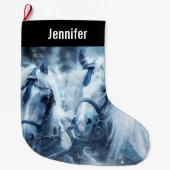 Schönes Foto für Pferde im Winter Großer Weihnachtsstrumpf (Vorderseite)