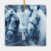 Schönes Foto für Pferde im Winter Keramikornament (Vorderseite)