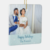 Schönes Foto Hochzeit Thema Schneeflocken Keramikornament (Rechts)