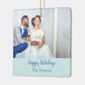 Schönes Foto Hochzeit Thema Schneeflocken Keramikornament (Links)