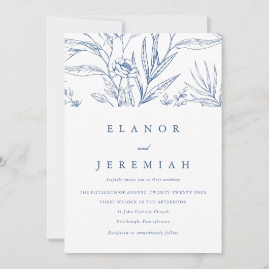 Schönes Foto mit Blumen und Weiß Einladung (Vorderseite)