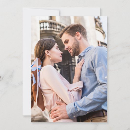 Schönes Foto mit Blumen und Weiß Einladung (Rückseite)