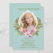 Schönes Foto mit Blumenrahmen Einladung (Vorne/Hinten)